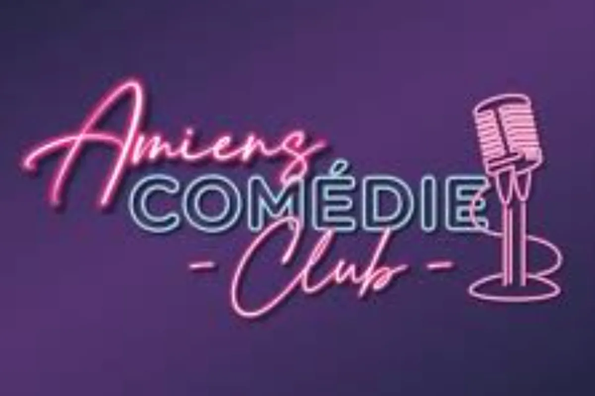 El logotipo del club: su nombre en neón rosa y azul junto a un micrófono, sobre fondo morado